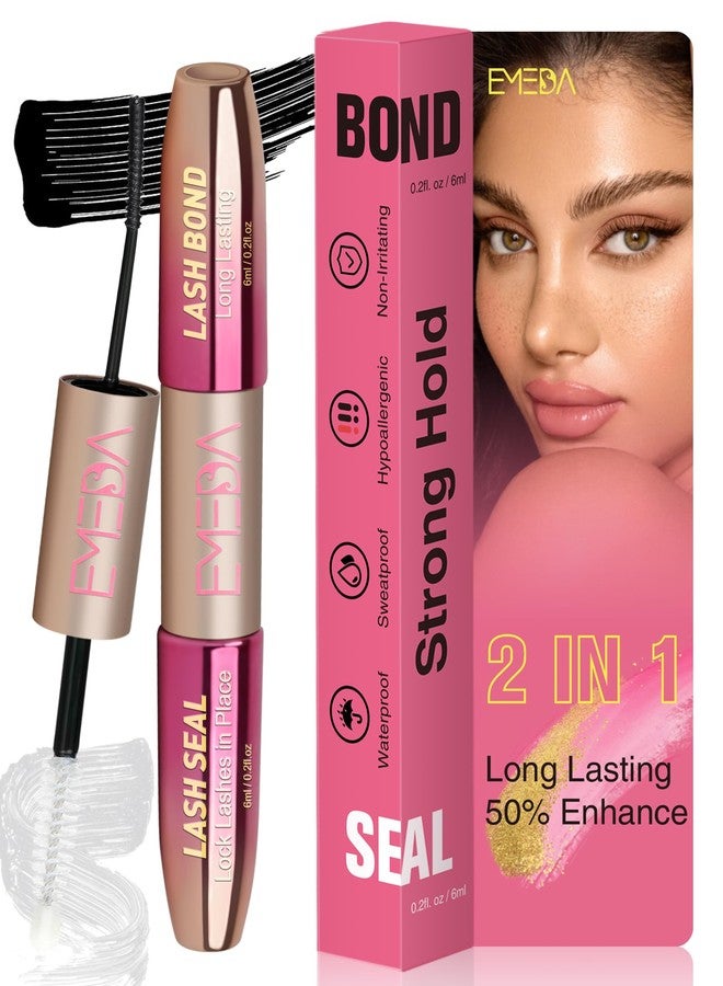 EMEDA Lash Cluster Glue, Lash Bond and Seal Waterproof for DIY Eyelash Extensions, 2-in-1 Bond and Seal Strong Hold Cluster Eyelash Glue for Individual Eyelashes Latex Free (Black+Clear) - Image 1